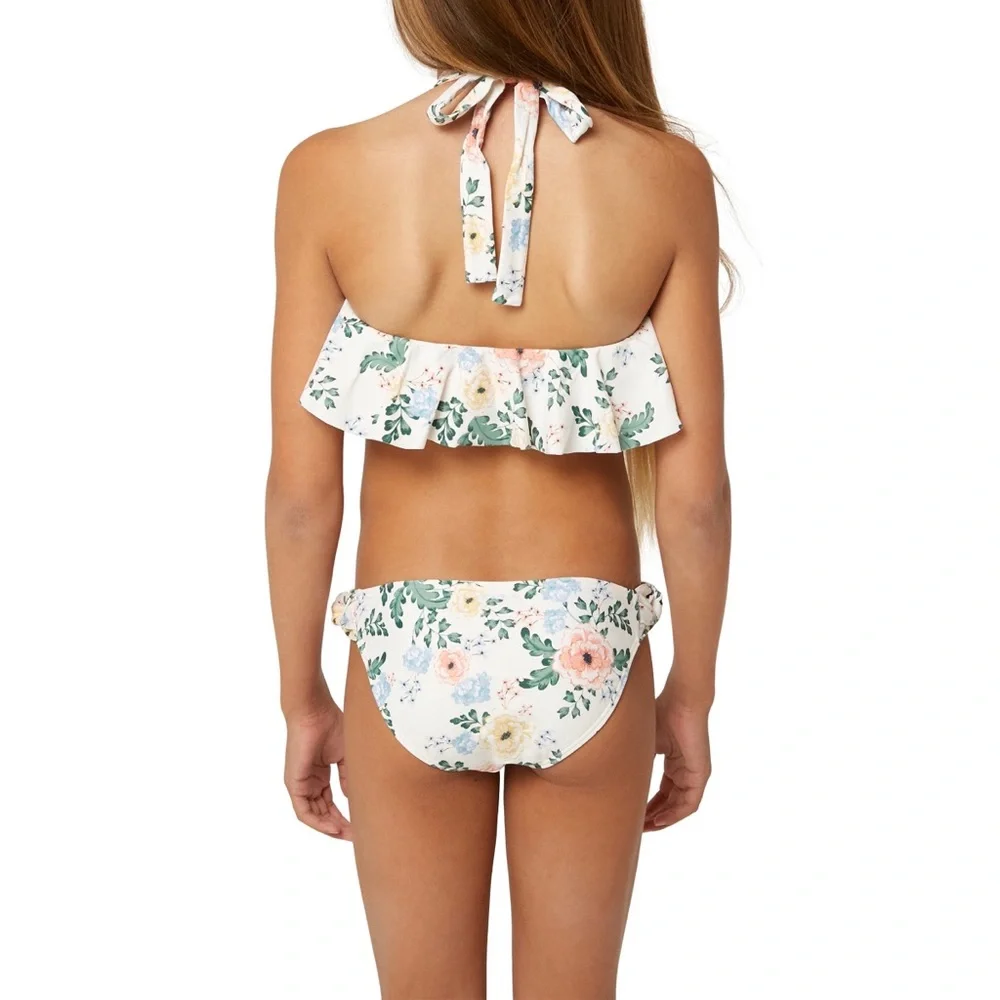 🌼🍍 O’Neill Girls’ Arabella Floral High Neck Two-Piece Swimsuit 👙☀️🏝💗🍍